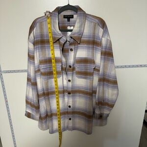 Lane Bryant Brown and White Lightweight Shirt Jacket